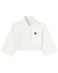 Palm Angels - Logo-embroidered Cropped Cotton-piqué Polo Shirt - Lyst