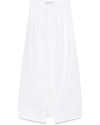 スカート MAX MARA WIDE WHITE GABARDINE SKIRT Gabardine skirt | Max Mara