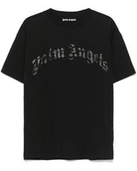 【関税込み】Palm Angels ブラック ロゴ刺繍 Tシャツ Palm Angels logo-print T-shirt | Black | FARFETCH