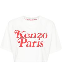 KENZO - Cropped T-Shirt With Print - Lyst