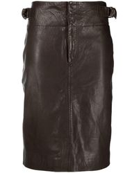 Étoile Isabel Marant High-waisted Leather Pencil Skirt - Brown