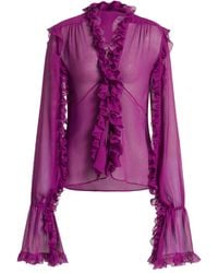 Alberta Ferretti - Silk Crêponne Blouse - Lyst