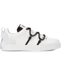 Dolce & Gabbana Portofino Sneakers In Calfskin And Patent Leather - Bianco