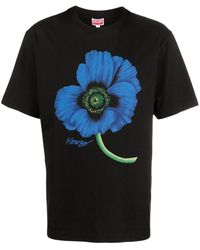 KENZO T-shirt con stampa nera in cotone - Nero