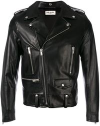 Save 34% Saint Laurent Biker Leather Jacket in Black for Men Mens Clothing Jackets Leather jackets 