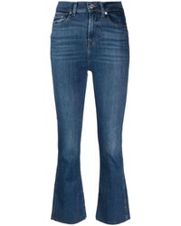 7 For All Mankind - High-waisted Cropped Jeans - Lyst