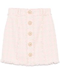Balmain - Checked Tweed Miniskirt - Lyst
