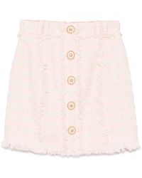 Balmain - Checked Tweed Miniskirt - Lyst