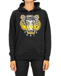 KENZO FELPA IN COTONE RICAMO TIGRE - Nero