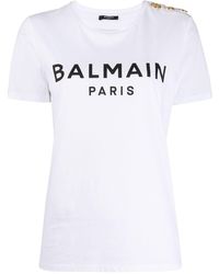 Balmain Logo-print Button-detail T-shirt - White