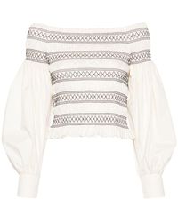 Max Mara - Embroidered Cotton Top - Lyst
