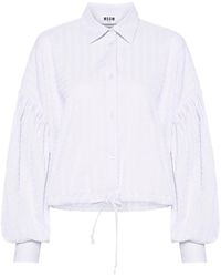 MSGM - Cropped Shirt With Puff Sleeves - Lyst