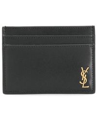 Saint Laurent Monogram Leather Credit Card Case - Black
