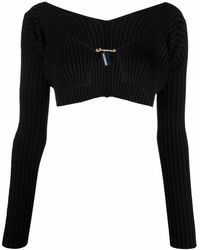 Jacquemus - Cardigan crop in maglia a coste - Lyst