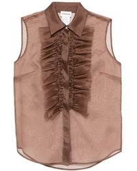 P.A.R.O.S.H. - Shake Ruffled Collared Blouse - Lyst