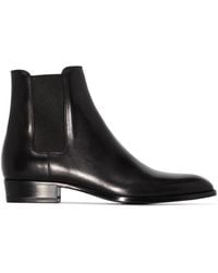 Saint Laurent Wyatt 30mm Leather Chelsea Boots - Black