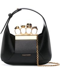 Alexander McQueen - The Jewelled Hobo Mini Bag In Black And Gold - Lyst