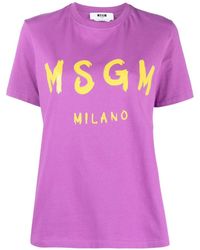 MSGM - Cotton Jersey T-Shirt - Lyst
