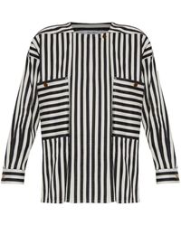 Max Mara - Blusa a righe in cotone e seta - Lyst