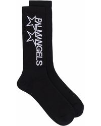 Palm Angels Intarsia-logo Socks - Black