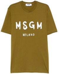 MSGM - Cotton T-Shirt With Front Printed Logo - Lyst