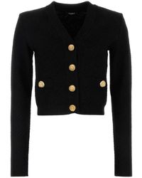 Balmain - Cardigan corto a maglia - Lyst