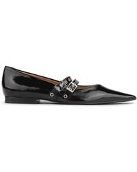 Ganni - Pointed-Toe Synthetic Leather Ballet Flats - Lyst