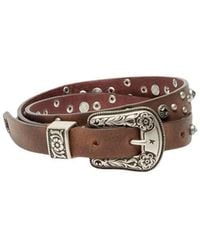 Golden Goose - Lace Leather Belt With Slim Fit And Metal Logo Details - Lyst
