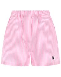 MSGM - Cotton Stripes Shorts - Lyst