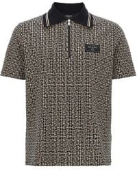 Balmain - Monogram Zip Polo - Lyst