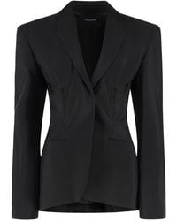 Mugler - Single-Breasted One Button Jacket Viscose Blazers - Lyst