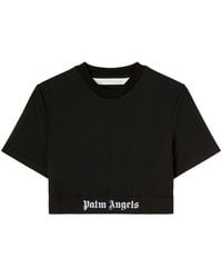 Palm Angels - Logo Tape Cropped Tee - Lyst
