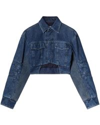 アウターその他 OFF-WHITE 'Cargo Crop' jacket Blue Off-White Cargo Brand-Patch Regular-Fit Denim Jacket in BLUE