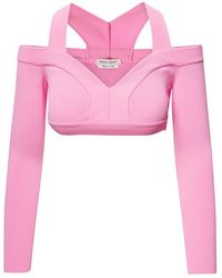 McQueen - Cut-Out Knitted Cropped Top - Lyst