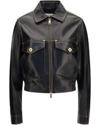 Versace - Solid Shirt Collar Jacket - Lyst