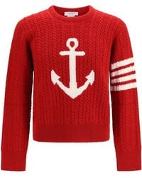 Thom Browne - 4-Bar Anchor Merino Wool Sweater - Lyst