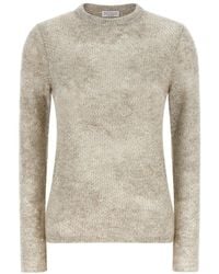 Brunello Cucinelli - Textured Crew Neck Sweater - Lyst