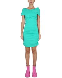 MSGM - Crossover Neckline Draped Mini Dress - Lyst
