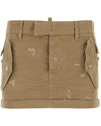 DSquared² - Dsquared Khaki Canvas Mini Skirt - Lyst