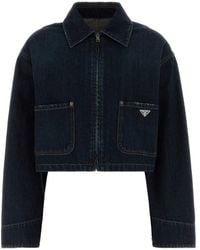 Prada - Logo Shirt Collar Jacket - Lyst