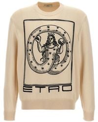 Etro - Cotton Logo Embroidered Crewneck Sweater - Lyst