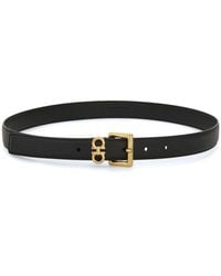 Ferragamo - Double Gancini Hook Smooth Leather Slim Belt - Lyst