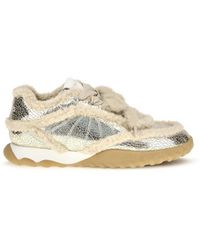 Pinko - Silver Calf Leather Bos Taurus Chunky Sneakers - Lyst