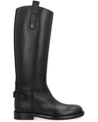 Burberry - Solid Round Toe Boots - Lyst