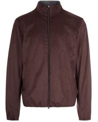 Herno - Suede-Texture Casual Jacket With High Collar - Lyst
