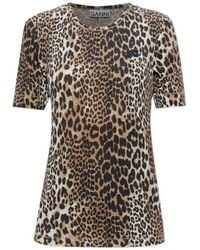 Ganni - Animal Print Crew Neck T-Shirt - Lyst