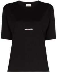Saint Laurent - Cotton Logo T-Shirt - Lyst