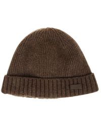 Barbour - Logo Patch Ribbed Knit Beanie - Lyst