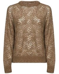 Brunello Cucinelli - Embellished Crew Neck Sweater - Lyst