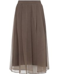 Brunello Cucinelli - Sigaro Midi Voile Skirt - Lyst